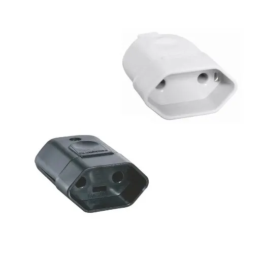 Plug Femea 2P Preto Branco Em Minipote Tramontina